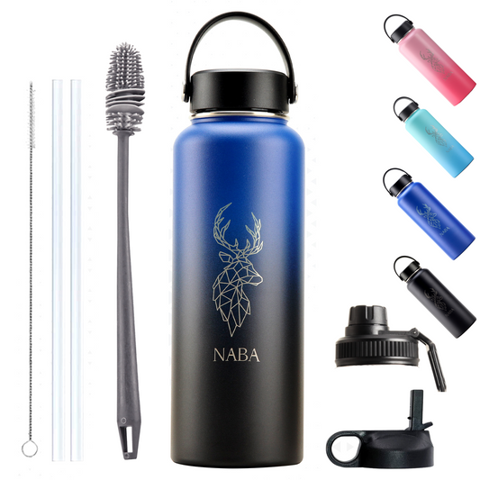 NABA Stainless Steel Water Bottle 1.2 Litre With a Wide Mouth- Blue Gradient