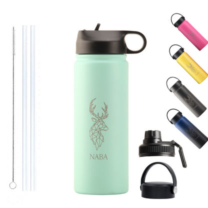 NABA Stainless Steel Water Bottle 600 ML With a Wide Mouth- Teal