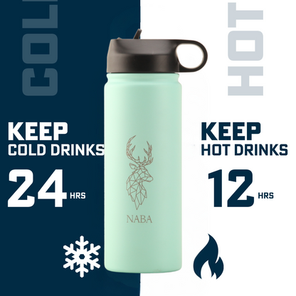 NABA Stainless Steel Water Bottle 600 ML With a Wide Mouth- Teal