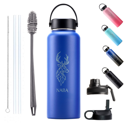 NABA Stainless Steel Water Bottle 1.2 Litre With a Wide Mouth- Blue