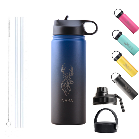 NABA Stainless Steel Water Bottle 600 ML With a Wide Mouth- Blue Gradient